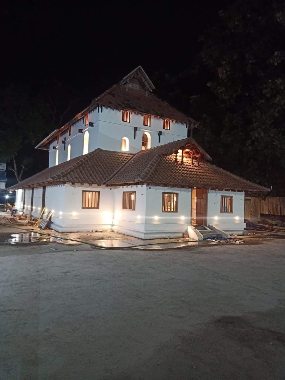 A mosque at dusk, part of the layered religious history along Kerala's coast.